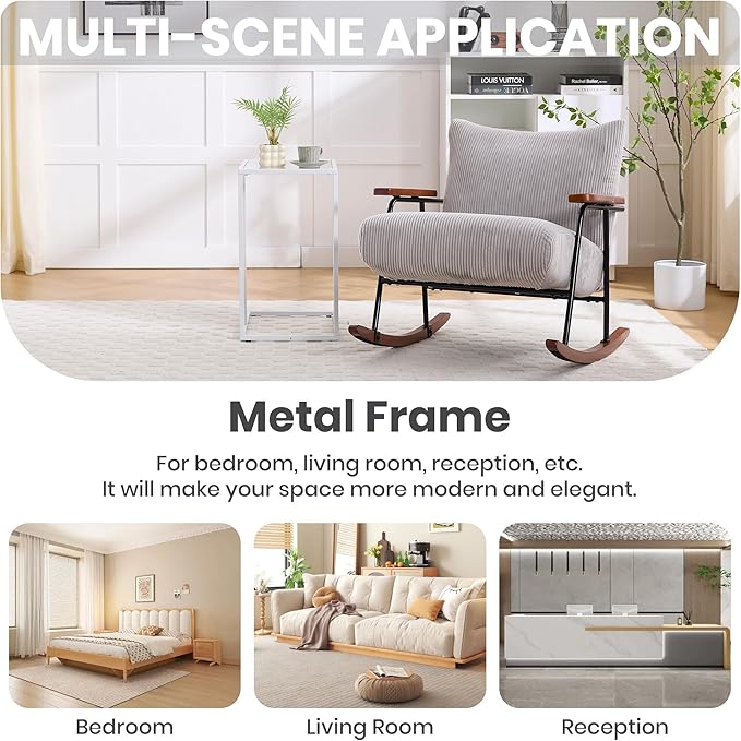 Modern Accent Chair Arm Chair Living Room Rocking Chair Metal e