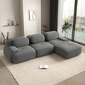 116 Modern Boneless Couches for Living Room Corduroy Cloud Couch Sectional Grey Modular Sectional Sofa 3 Seater with 1 Ottoman Sofas para Sala L Shape Sofas &amp Couches (Gray 3+1 Set)