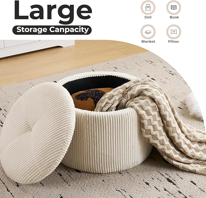 Oversized Swivel Rocker Recliner Chair with Massage and Heat Manual Swivel Glider Rocker Recliner with 2 Pillows Rocking Nursery Chair with Storage Ottoman Adjustable HeadrestCorduroy Beige