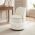 Swivel Velvet Vanity Chair with Storage Upholstered Vanity Stool with Back Sherpa Vanity Stool Chair Round Makeup Chair Swivel Accent Chair Barrel Armchair Soft Padded Seat for Living Room Bedroom