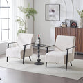 Merax 2-Piece Modern Mid Century Lounge Chair with Metal Frame Cozy Upholstered Armchair for Bedroom Living Room Office Easy Assemble Beige