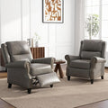 UIXE PU Leather Pushback Recliner Chairs Set of 2 Overstuffed Armchair Push Back Accent Chair for Living Room Rivet Trim Club Chair Home Theater Single Sofa Bedroom Side Reading Seat - Gray