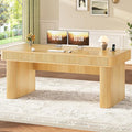 SEDETA Office Desk with 2 Drawers 59 Fluted Computer Desk with Storage and Power Strip Wood Executive Desk Writing Desk for Home Office Living Room Bedroom Oak