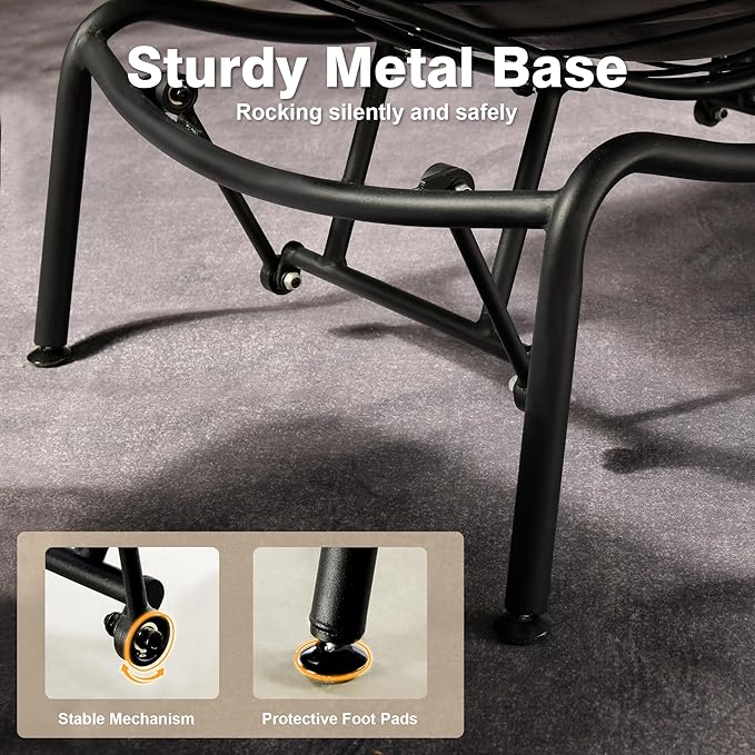 ovios Rocking Chair with Ottoman Glider Recliner with Footrest Lazy Accent Armchair with Comfy Cushion for Living Room Bedroom Office Suede Leather Grey