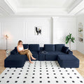 150 Cloud Couch Sectional Modular Sofa with Cup Holder 2 Ottoman and USB Ports Corduroy U Shaped Boneless Sofas Couch in a Box No Assembly Required Blue Couches for Living Room