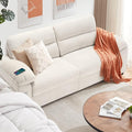 Ihanherry 90.5 Modern Sofa 2-Seater Couch for Living Room Chenille Pillow-Armrest with Extra Large Seat Width USB/Type-C Charging Port &amp Side Pocket Removable Medium Firm Cushion(Beige)