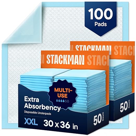 Chucks Pads Disposable Adult Underpads [100-Pack] 30x36 XXL Extra-Large Super-Absorbent Incontinence Bed Pads – Mattress Protector Pee Pads for Adults Kids &amp Pets – Bed Protection &amp Trainin