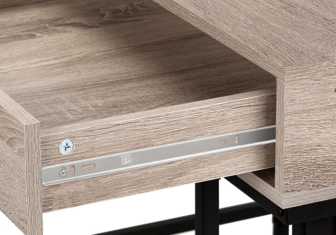Penau Computer Desk for Home Office 48 Inches Brown Laminate with Black Metal Base 2 Storage Drawers Contemporary Modern Design