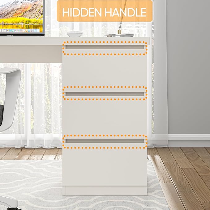 furtble White Desk with Drawers 53'' W Home Office Computer Desk Gaming Table Modern Vanity Desk with Storage Wood Writing Workstation for Bedroom Living Room