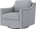 Accent Chair Modern Swivel Velvet Chair Linen Blend Soft Ergonomics Chair Accent Chair Living Room Chair Bedroom Chair Home Chair with Black Legs for Indoor Home Office (Grey)