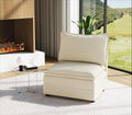 Vesgantti 40 Single Seat Sofa Comfy Cloud Couch Deep Seat Upholstered Couch Chenille Modern Sofa Extra Seats for Modular Couches Beige (Without Armrest)