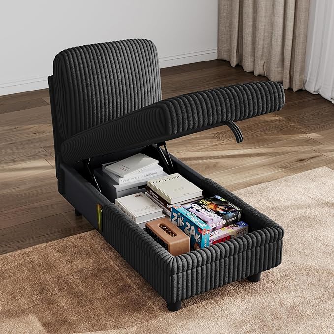 LINSY HOME Modular Sectional Sofa Module (Black Storage Chaise)