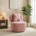 360° Swivel Accent Chair with Storage Compartment – Teddy Velvet Upholstered Armchair with Ergonomic Cushion Scratch-Resistant Fabric 300 lbs Capacity for Living Room Bedroom &amp Nursery Pink