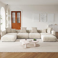 U-Shaped Couch Modular Sectional Sofa181.1 Oversized Corduroy Modular Sectional with Chaise Ottomans for Living Room Wide 6 Seater Sofa Couch Module's Cover Removable&amp Washable (Beige)