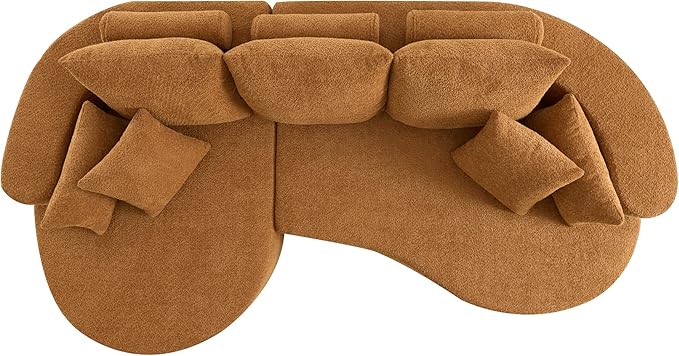 kevinplus 106'' Sectional Curved Sofa Sponge Couch with Chaise Lounge for Living Room L-Shape Modern Sectional Sofa Couch No Wood Structure &amp No Assembly 72 Hour Rebound Orange