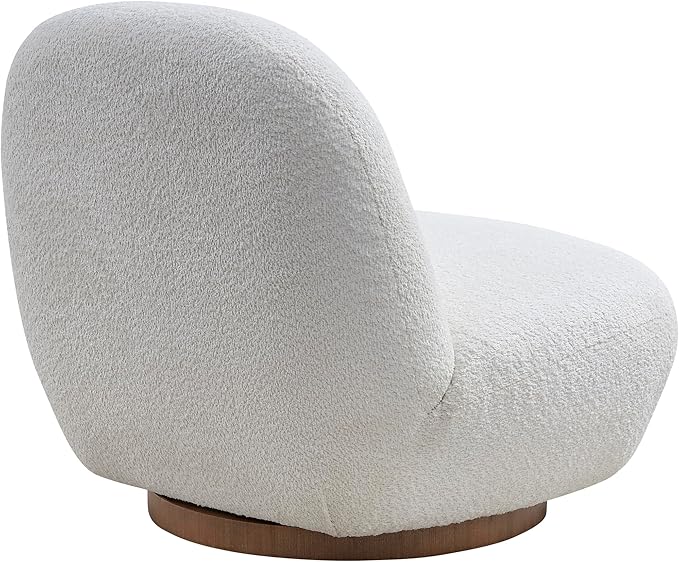 31 Swivel Boucle Accent Chair Modern Minimalist 360° Rotation Comfy Upholstered Lounge Chair No-Assembly Barrel-Style Armchair for Living Room Bedroom Apartment or OfficeWhite