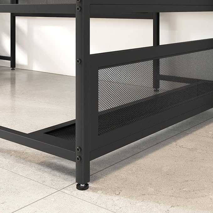 82 Inch U Shaped Desk with 3 Spacious Desktop Gaming Computer Desk with Four Storage Shelves Monitor Stand Corner Computer Desk Office Desk with Convenient Storage for Home Office (Gray * 98)