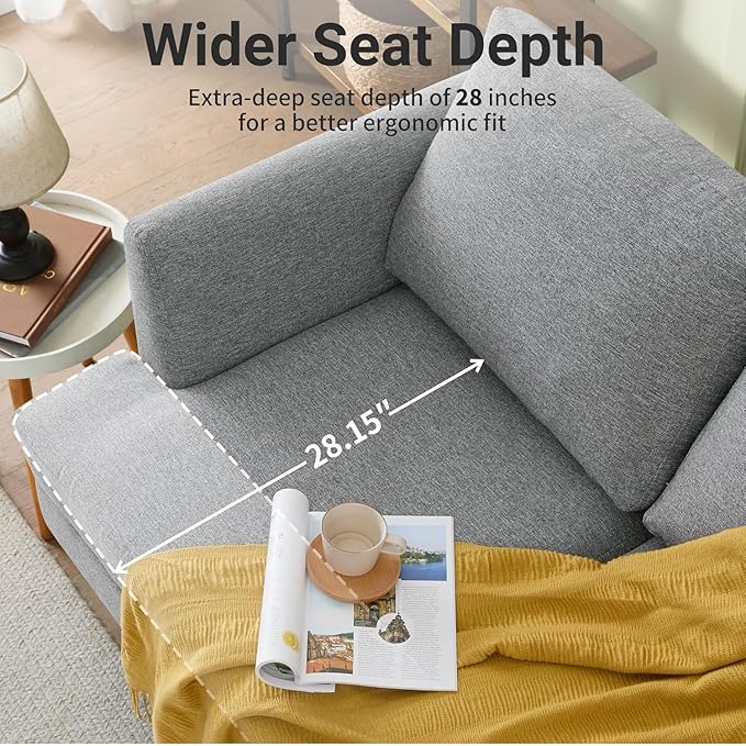 Loveseat Sofa 56 Small Couches for Small Spaces Mid Century Love Seat Couches for Living Room Upholstered 2-Seater Couch for Bedroom Apartment Grey