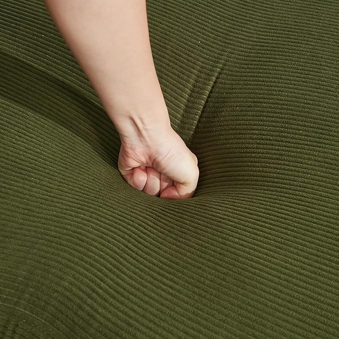 78.5'' Convertible Floor Sleeper Sofa Bed Corduroy Boneless Compression Memory Foam Wide Armrest Comfy Loveseat Lounge Couch for Living Room Bedroom Apartment No Assembly Required Green