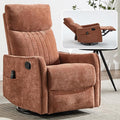 Slim Swivel Rocking Chair Recliner with PocketsLazy Boy Recliners for for AdultsSmall Recliner Chair for Small Spaces Manual Reclining Chair for Living Room Bedroom (Orange)