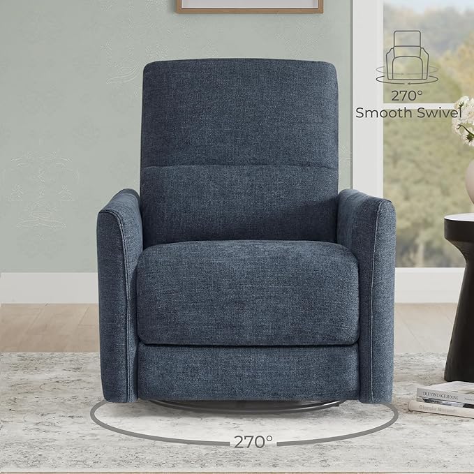 CHITA Power Recliner Chair Swivel Glider FSC Certified Upholstered Fabric Living Room Nursery Reclining Sofa Chair with Lumbar Support Ink Blue