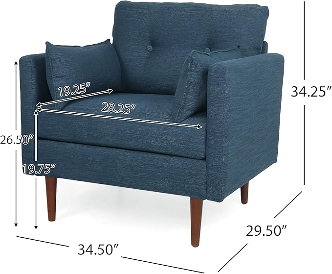 GDFStudio Tufted Club Chair Accent Armchair Accent Arm Reading Chair for Living Room Upholstered Button Armchair Lounge Chair with Comfy Cushion Wooden Leg for Bedroom Office Navy Blue