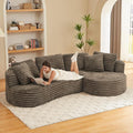 120'' Boneless Modular Sectional Curved Sofa Upholstered Cloud L Shaped Couch with Chaise Oversized Home Sofa Living Room Corduroy Couch No Assembly Required (Dark Brown Right Facing Chaise)