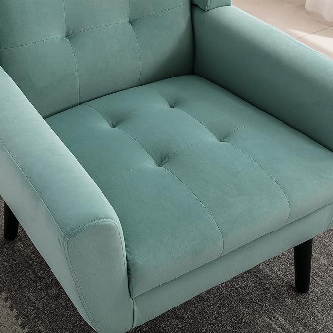 Modern Soft Velvet Material Ergonomics Accent Chair Living Room Chair Bedroom Chair Home Chair with Black Legs for Indoor Home