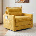 Square Swivel Chair360°Rotation Armchair for ReadingPlush Chenille Upholstered Accent Club Chair with ArmsModern Single Cloud Sofa Chair for Living Room Bedroom (1 Mustard Yellow)