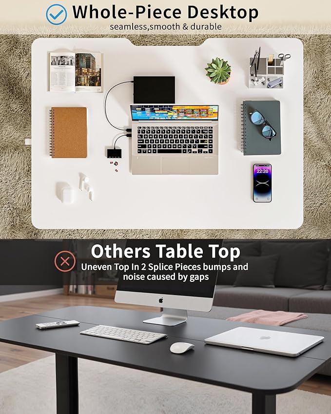 Okin Small Electric Standing Desk 36 x 24 Whole Piece Height Adjustable Desk White Sit to Stand Computer Workstation with Wheels for Home Office