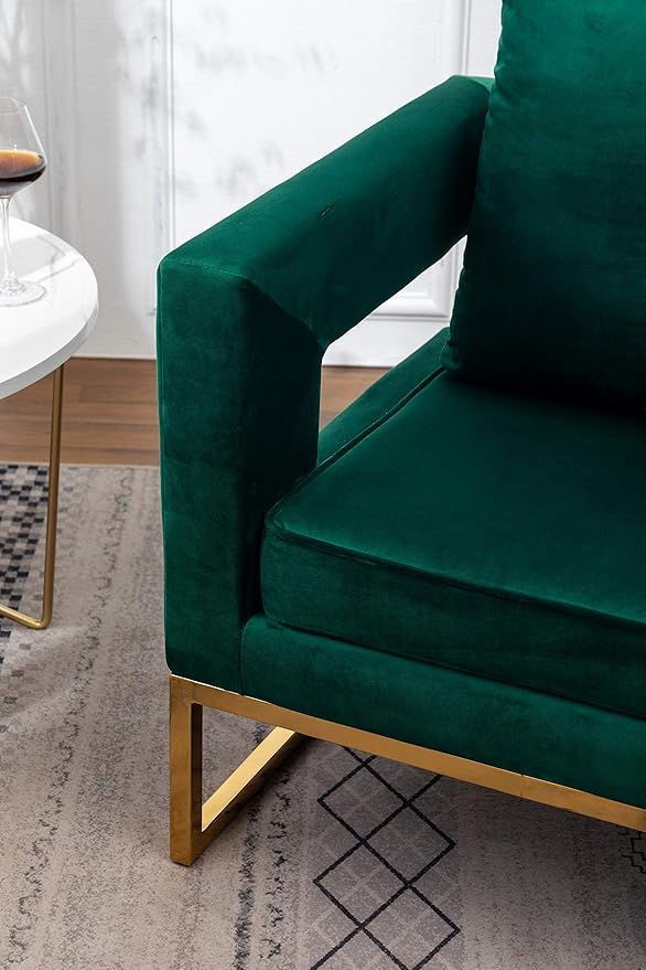 Roundhill Furniture Lenola Upholstered Accent Arm Chair Green 27.5D x 29.75W x 34.5H in