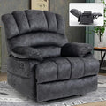 Large Manual Recliner Chair for Living Room Oversized Fabric Reclining Chair with Pillow Top Arms Cushion Back and Smooth Lever Control Heavy-Duty Metal Frame (Gray)