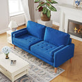 67 W Modern Velvet Loveseat Sofa Mid Century Modern Decor Love Seat Couches for Living Room Button Tufted Upholstered Small Couch for Bedroom Easy to Install Love Seats Furniture (Blue)