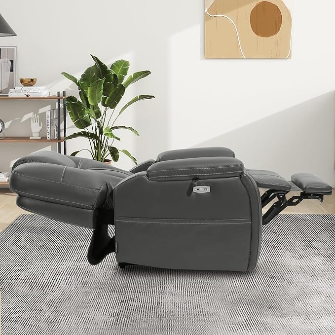 EONIX Triple Motor Lay Flat Power Lift Recliner Chair for Elderly with Adjustable Headrest 400lbs Electirc Lift Chair for Living Room Lumbar Pillow Extended Footrest Grey