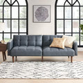 mopio Aaron 76.8 Couch Small Futon Sofa Bed Sleeper Loveseat Mid Century Modern Futon Couch Sofa Cama Couches for Living Room Bedroom (Cloud Gray Faux Leather)