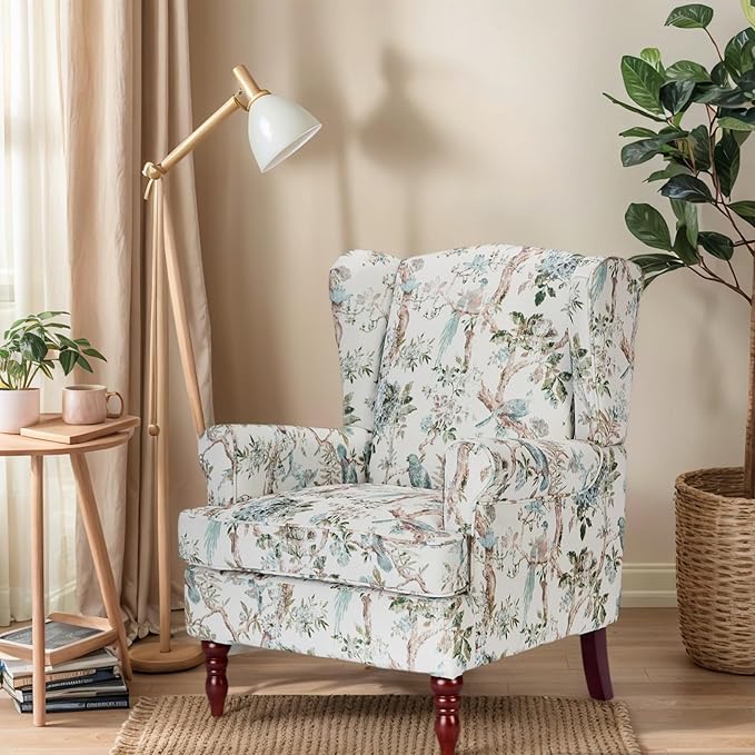 Chifee &amp Vingol Wingback Chair High Back Armchair Upholstered Living Room Chairs Comfy Single Sofa ChairBird