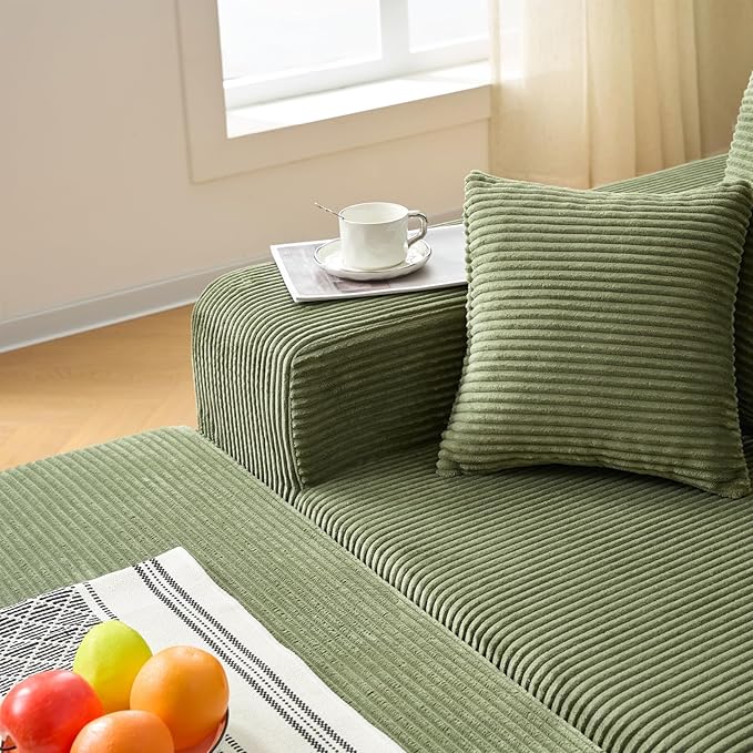 155 Oversized Cloud Boneless Couches for Living Room U-Shaped Modular Sectional Sofa with Deep Seat 8 Seater Boneless Couch with Ottoman &amp Pillows DIY Combination Modular Couch (Green 155)