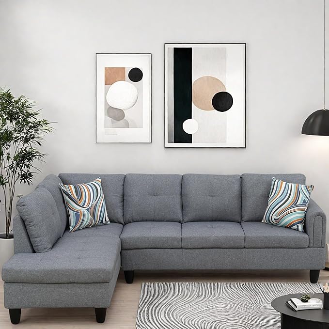 L Shaped Couch Modular Sectional Sofa with Chaise Modern Modular Sofas Furniture Sofa Couches for Living Room/Apartment/Office/Bedroom Light Grey