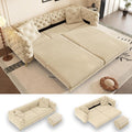 97.7'' Pull Out Sofa Bed King Chesterfield Velvet Sleeper Sofa Convertible L-Shaped Futon Couch Tufted Back Ottoman Deep Seat Loveseat Couches for Living Room Apartment Honey Beige