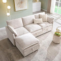 85.83 Sectional Couches for Living Room Cloud Couch Sectional with Large Storage Ottoman L-Shape Modular Sectional Sofa with 5 Seater Chenille Sofa and Pillow for Apartment Bedroom Beige
