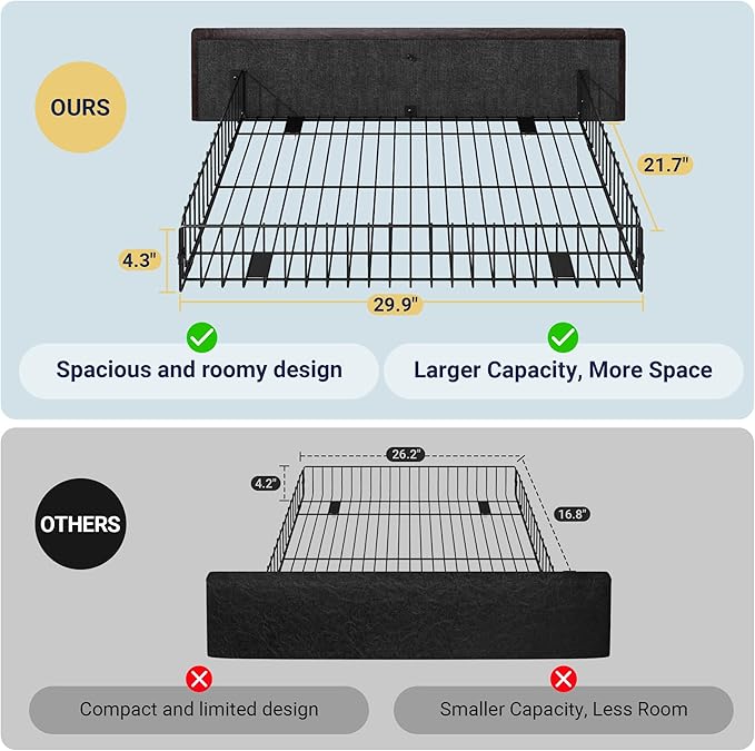 Allewie Upholstered Queen Size Platform Bed Frame with 4 Storage Drawers and Headboard Diamond Stitched Button Tufted Mattress Foundation with Wooden Slats Support No Box Spring Needed Black Brown