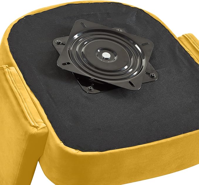 Modern Swivel Barrel Chair Velvet Upholstered Accent Chair 360 Degree Swivel Open Backrest Single Armchair Comfy Reading Chair for Living Room Bedroom (Yellow)