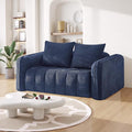 66 Loveseat Sofa Cloud Boneless Couch for Living Room Upholstered Compressed Sofa Deep Seat Corduroy Sofa with 2 Pillows &amp Armrests for Small Spaces for Bedroom Apartment Office Blue