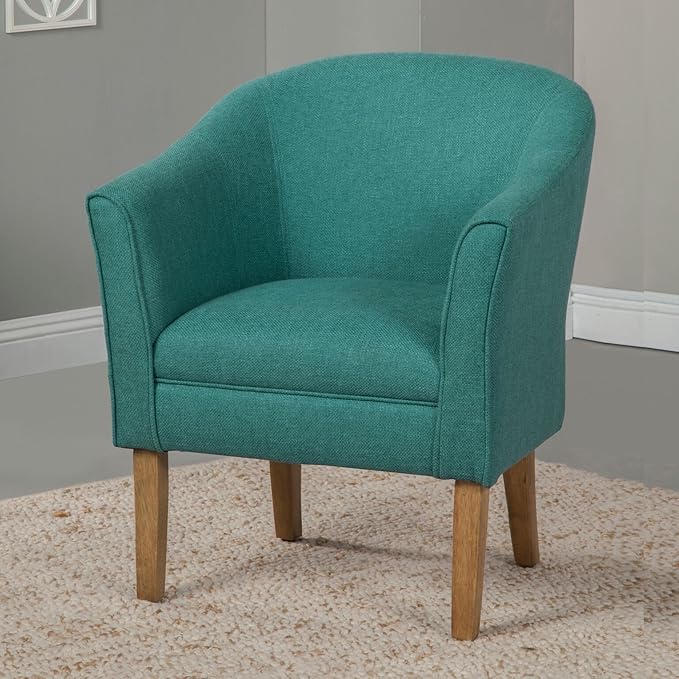HomePop Barrel Shaped Accent Chair Arm Rest solid fabric and woodTeal Medium