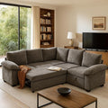 85 Inch Modular Sectional L Shaped Couch Sofa with Pull Out Bed5 Seat Sectional Sleeper Sofa with StorageCouches for Living Room (Gray 5 Seat Sleeper Sofa)