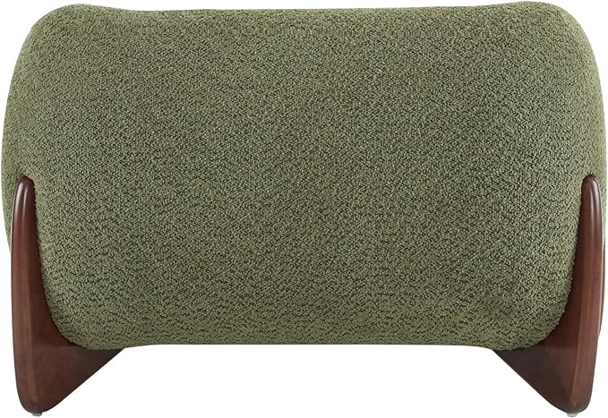 Christopher Knight Home Holly Modern Boucle Fabric Upholstered Club Chair for Living Room Home Office Apartment Relaxing Chair with Removable Cushion and Birch Wood Legs Olive Green+Walnut