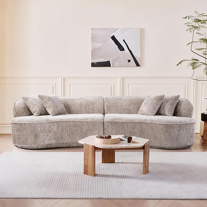 Modular Sectional Sofa Cloud Boneless Couch with Layered Cushion Upholstered Sofa in a Box Flexible Module Combination for Living Room No Assembly (Camel 114”)