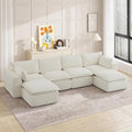 Oversized Cloud Sectional Couches 6 Seaters for Living Room Boneless U Shaped Couch with Ottomans 6 Seat Modular Sectional Sofa