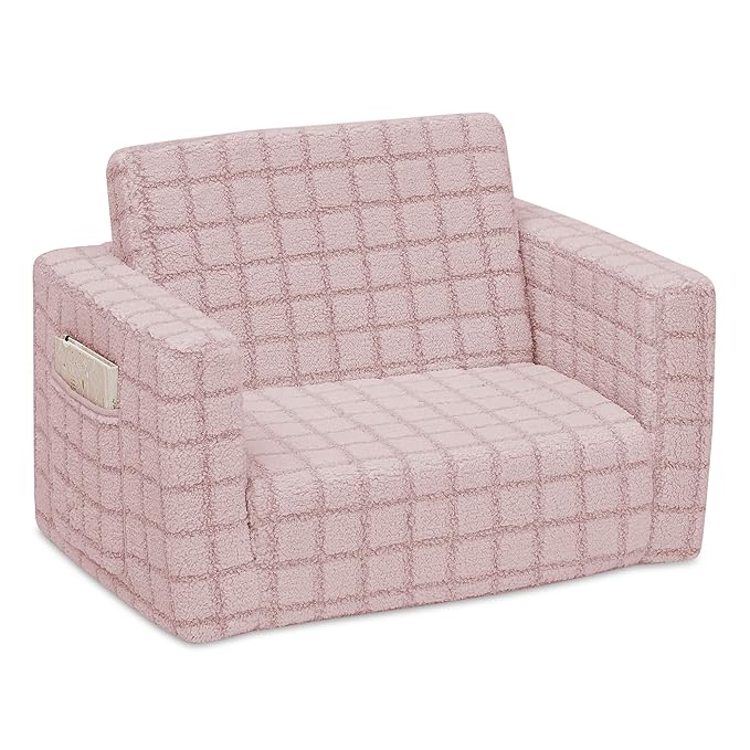 Delta Children Checkered Cozee Flip-Out Chair Pink