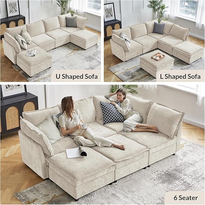 HULALA HOME Backrest Cushion for Sectional Sofa Couch Beige